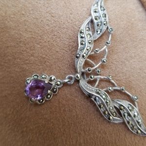 Sterling Silver Marque  amethyst Necklace